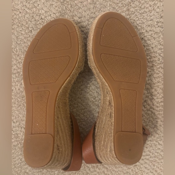 Tory Burch Bima 2 Espadrilles Gold Tan Two Toned Wedge Ankle Wrap Strap Size 7 - Picture 9 of 9